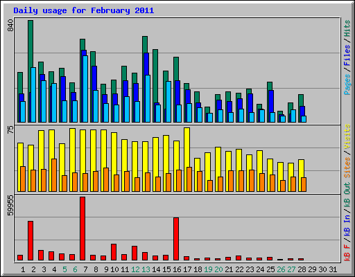 Daily usage for February 2011