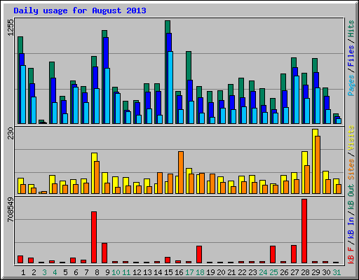 Daily usage for August 2013