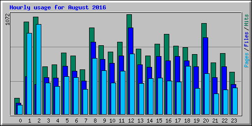 Hourly usage for August 2016